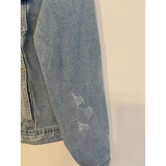 Copper Key Distressed Denim Button Down Ripped Jean Jacket M Detail Shoulder‎ - Picture 4 of 9